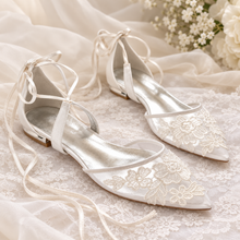 Load image into Gallery viewer, Lace Appliqué Flat Wedding Shoes – Four Colours