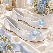 Load image into Gallery viewer, Something Blue Butterfly Flat Wedding Shoes