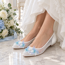 Load image into Gallery viewer, Something Blue Butterfly Flat Wedding Shoes