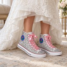 Load image into Gallery viewer, Personalised Crystal Converse Wedding Trainers – Enchanted Rose