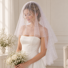 Load image into Gallery viewer, Two-Tier Glitter Bridal Veil – Fingertip to Cathedral Length