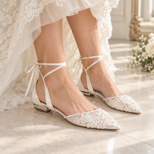 Load image into Gallery viewer, Lace Appliqué Flat Wedding Shoes – Four Colours