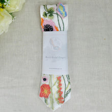 Load image into Gallery viewer, Secret Garden Mens Tie, Embroidered Wildflower Necktie, Floral Tie for Groom, Groomsmen, Flower Ties, White Bridal Tie