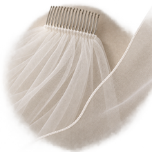 Load image into Gallery viewer, Single-Tier Rolled-Edge Wedding Veil | 75–300 cm | White or Ivory