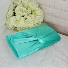 Load image into Gallery viewer, Mint Green Wedding Fascinator Hat & Clutch Bag Set: Handmade Bridal Accessories
