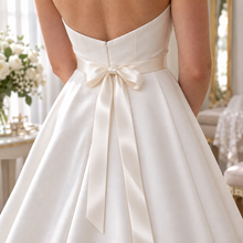 Load image into Gallery viewer, Crystal & Pearl Bridal Belt with Ribbon | Handmade Wedding Dress Sash