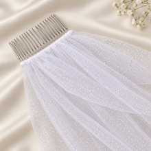 Load image into Gallery viewer, Two-Tier Glitter Bridal Veil – Fingertip to Cathedral Length