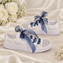 Load image into Gallery viewer, Personalised Pearl & Crystal Bridal Converse Trainers