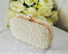 Load image into Gallery viewer, Handmade Pearl Clutch Bag: Elegant Bridal Wedding Purse