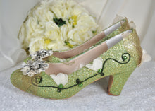Load image into Gallery viewer, Princess Tiana Inspired Green Block Heel Shoes: Costume Shoe