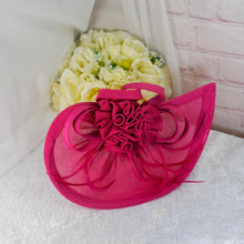 Load image into Gallery viewer, Fuchsia Fascinator Hat and Clutch Bag: Bridal Wedding Set