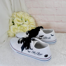 Load image into Gallery viewer, Personalised Halloween Wedding Sneakers: Themed Bridal Canvas Trainers