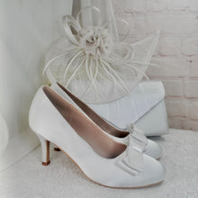 Load image into Gallery viewer, White Fascinator Hat and Clutch Bag: Handmade Bridal Set