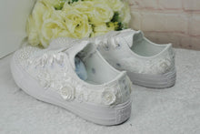Load image into Gallery viewer, Personalized Converse Wedding Sneakers: Bridal Shoes with Initials - UK3/US5.5