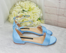 Load image into Gallery viewer, Something Blue Flat Bridal Sandals, Open Toe Wedding Shoes Size UK5/US7.5