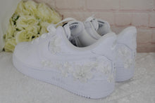 Load image into Gallery viewer, Personalised Embroidered Genuine Nike Air Force 1 AF1 Trainers for Bride, Customised Bridal Sneakers, Alternative Wedding Shoes