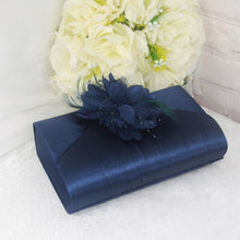 Load image into Gallery viewer, Navy Blue Satin Heel, Clutch & Fascinator Set: Handmade Wedding Guest Outfit