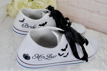 Load image into Gallery viewer, Personalised Halloween Wedding Sneakers: Themed Bridal Canvas Trainers