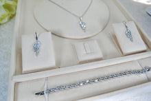 Load image into Gallery viewer, Bridal Jewellery Set: Cubic Zirconia Leaf Necklace, Earrings & Bracelet