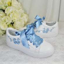 Load image into Gallery viewer, Something Blue Embroidered Floral Bridal Trainers