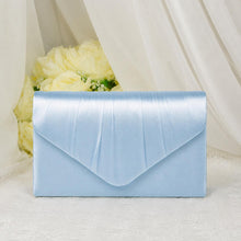Load image into Gallery viewer, Light Blue Satin Clutch Bag: Handmade Bridal Evening Purse