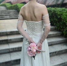 Load image into Gallery viewer, Personalised Tulle Wedding Bolero and Fingerless Glove Set: Bridal Dress Cover
