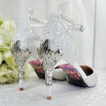 Load image into Gallery viewer, White Glitter Fairytale Bridal Shoes - UK4 - Ready to Dispatch