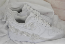 Load image into Gallery viewer, Embroidered Bridal AF1 Air Force Sneakers: Custom Personalised Wedding Shoes