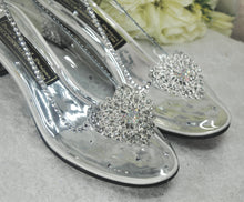 Load image into Gallery viewer, Crystal Cinderella Wedding Shoes: Transparent Block Heel Glass Slippers