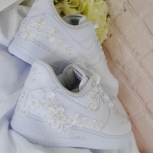 Load image into Gallery viewer, Personalised Embroidered Genuine Air Force 1 AF1 Trainers for Bride, Customised Bridal Sneakers, Alternative Wedding Shoes