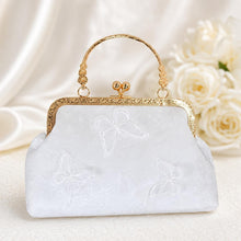 Load image into Gallery viewer, Luxury White Lace Embroidered Bag, 3D Butterfly Bridal Clutch with Detachable Chain