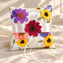 Load image into Gallery viewer, 3D Floral Embroidered Wedding Ring Pillow