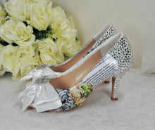 Load image into Gallery viewer, Alice in Wonderland Bridal Pumps: Handmade Decoupage Wedding Shoes