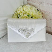 Load image into Gallery viewer, Ivory Satin Bridal Set: Floral Heels, Clutch & Fascinator