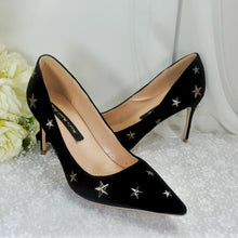Load image into Gallery viewer, Black or Navy Velvet Celestial Bridal Shoes – Star Stiletto Heels
