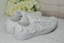 Load image into Gallery viewer, Personalized Converse Wedding Sneakers: Bridal Shoes with Initials - UK3/US5.5