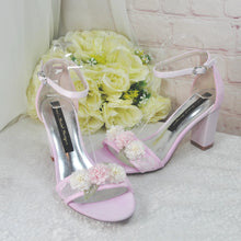 Load image into Gallery viewer, Blush Pink Block Heel with 3D Flower