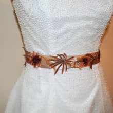Load image into Gallery viewer, Floral Appliqué Bridal Belt: Embroidered Autumn Wedding Sash