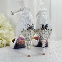Load image into Gallery viewer, White Glitter Fairytale Bridal Shoes - UK4 - Ready to Dispatch