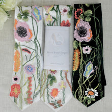Load image into Gallery viewer, Black Floral Tie. Dark Embroidered Ties For Men. Secret Garden Neckties for Men. Childs or Adult