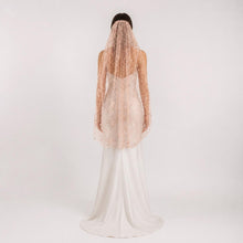 Load image into Gallery viewer, Handmade Celestial Wedding Veil, Rose Gold Pink Star Veil