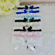 Load image into Gallery viewer, Blue Garter Something Blue Garter French Blue Wedding Custom Wedding Garters Personalise Wedding Garter Gift for Bride Bridal Shower Hen Do