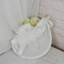 Load image into Gallery viewer, White Wedding Fascinator Hatinator & Clutch Bag Set
