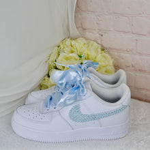 Load image into Gallery viewer, Something Blue Personalised AF1 Air Force 1 Trainers Genuine Sneakers for Bride or Groom, Customised Bridal Wedding Shoes