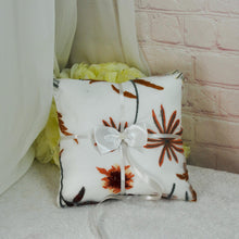 Load image into Gallery viewer, Luxury Autumn Leaf Floral wedding ring pillow, Flower ring bearer pillow with Embroidery and satin ribbons, keepsake gift