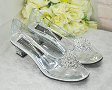 Load image into Gallery viewer, Crystal Cinderella Wedding Shoes: Transparent Block Heel Glass Slippers