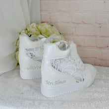 Load image into Gallery viewer, Personalised Wedge Heel Wedding Trainers