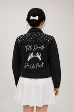 Load image into Gallery viewer, Till Death Personalised Bridal Denim Jacket, Bride to Be Black Wedding Dress Top