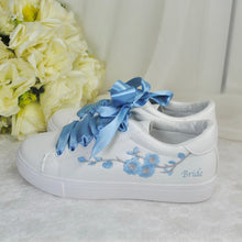 Load image into Gallery viewer, Something Blue Embroidered Floral Bridal Trainers