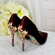 Load image into Gallery viewer, Burgundy Velvet Wedding Heels